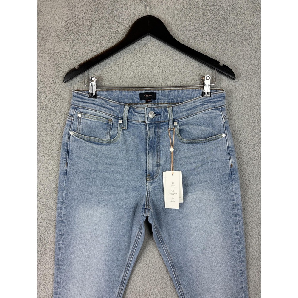 Quince Jeans Mens 32x30 Blue Light Wash Slim Tapered Stretch Denim Pants Men New